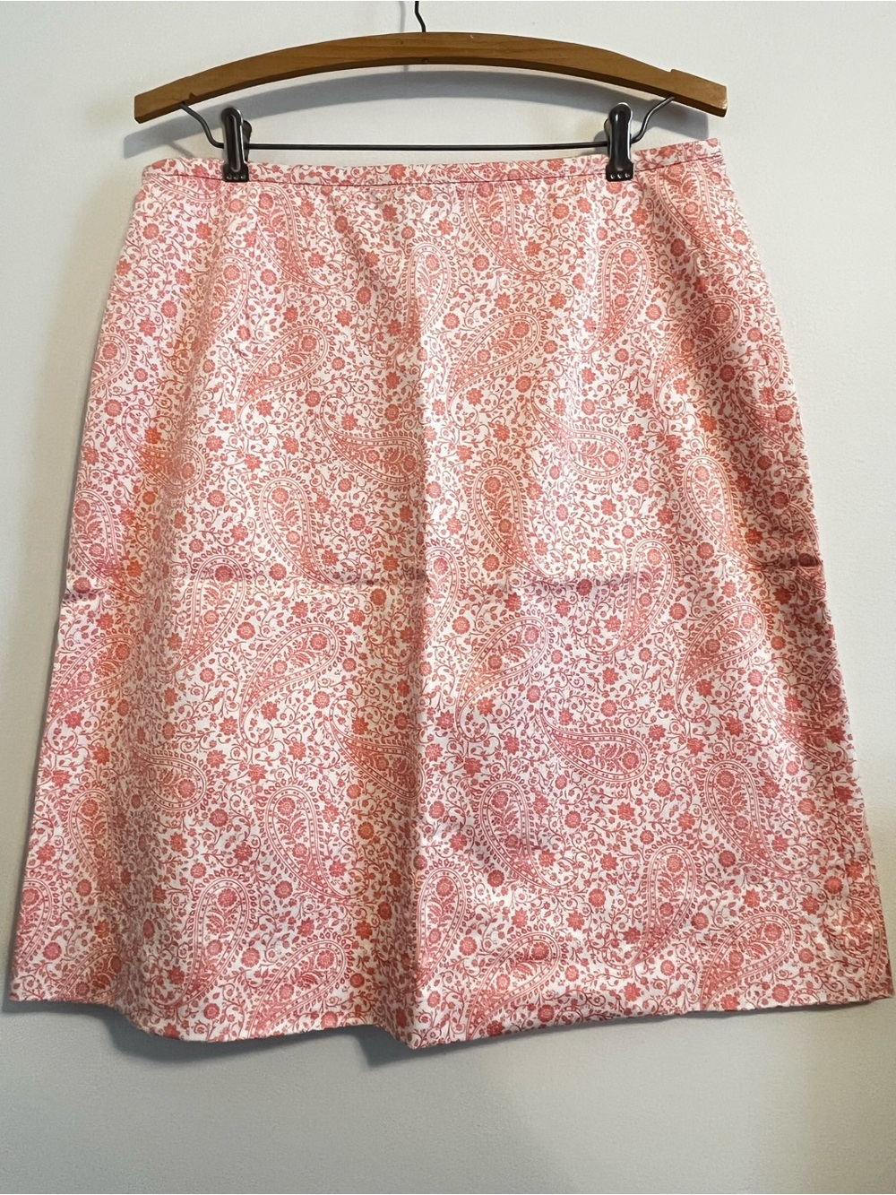 346 Brooks Brothers Paisley Cotton Stretch A-Line Skirt Coral White Women’s 8 - Picture 5 of 6